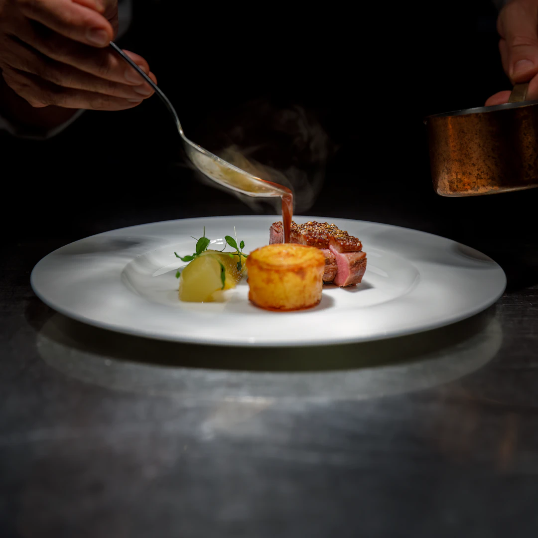 Preparación gastronómica contemporánea, imagen temporal de demostración